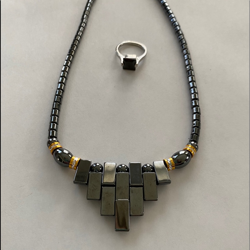 Hematite Necklace and Ring